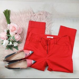 Lipstick Red Loft strech cropped pants